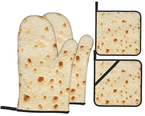 Guantes De Horno Juego De Agarraderas Tortilla De Harina México Burrito Tacos Agarraderas De Cocina Lavable Guantes Y Agarraderas para Horno, para Barbacoas, Hornear