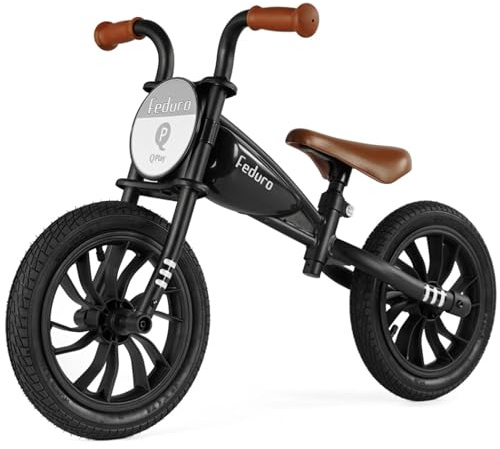 QPLAY Bicicleta sin Pedales Niño 3 Años Feduro Rojo, Bici Equilibrio Infantil 12 Pulgadas, Cuadro Estilo Moto, Ruedas de Aire, Asiento Ajustable, Juguetes Niños 2 y 3 Años (mulitocolon)