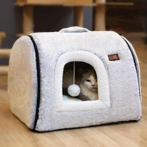 Niche en forme de caverne pour chat - Lits pour chat doux et confortables, niche pour chat, avec coussin amovible et lavable, niche fermée pour chat, cabane pour chat, cachette, petite tente pour