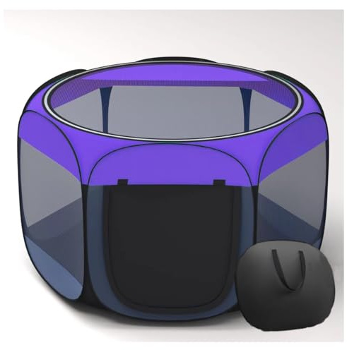 Floving Valla portátil para Perros Corral Plegable para Mascotas Sala de Entrega Recinto para Gatos Carpa Cerrada para Mascotas Caja de Entrega para la cría de Perros (Morado, L, 6)