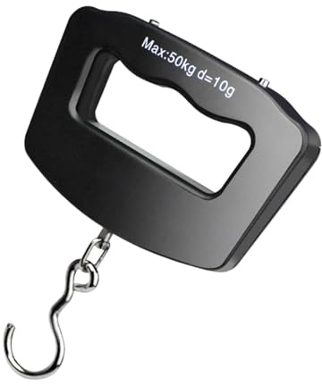 Salyeeluly Pèse-bagages numérique de voyage, balance de poids pour bagages avec crochet, Balance de voyage 110lb/50kg, écran LCD rétroéclairé, balance à poisson numérique, Accessoires de voyage,