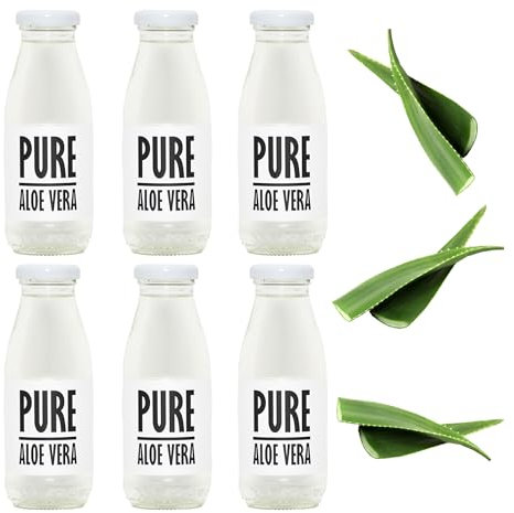 PRESSUICE Fresh Aloe Vera Juice not from concentrate - 6 bottles pack x 250 ml Vege Juices NFC - Pressed Aloe Vera Semi Sweet Drink - No added Sugar - Natural Sugar Free Press - Soft drinks