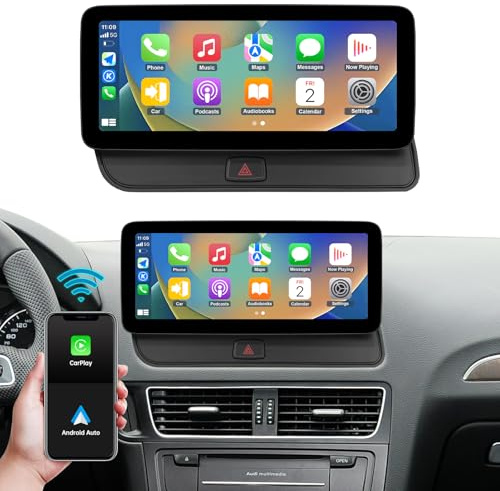 Ninetom Radio de Coche Pantalla Táctil de 12,3 Pulgadas con Carplay Inalámbrico y Android Auto para Audi Q5 2009-2017 con Sistema 3G MMI+, Soporta Mirrorlink, Cámara, Navegación