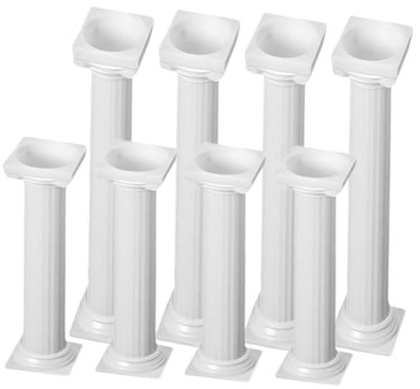 KICHOUSE 8pcs Vintage Roman Column Cake Support Rods Cake Stands Decorative Props for Wedding Party and Decorations
