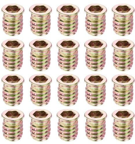 sourcing map 100Pcs Threaded Inserts, M8-1.25x17 Zinc Alloy Hex Socket Drive Screw-in Nut Threaded Inserts Furniture Bolt Fastener Connector for Wood Working Tool and Accessories
