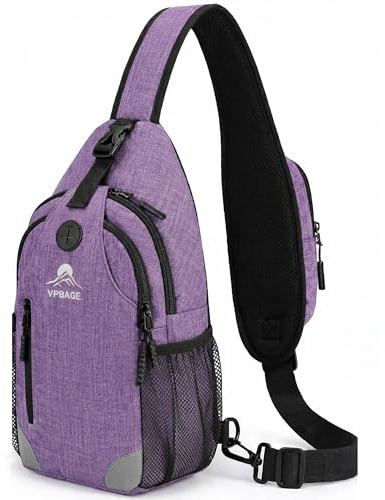 Sling Backpack for Women & Men, Crossbody Travel Bag with Water Bottle Holders, 17 Pockets, Quick-Access Phone Pocket, Hidden Security Pocket, Fits 11 Tablet, for Daily Carry, Travel, Theme Parks