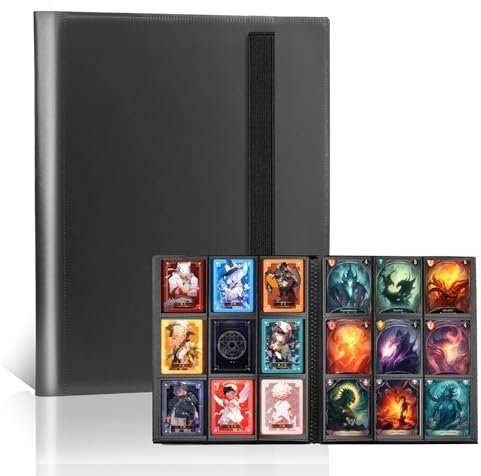 Raccoglitore Carte, 9 Tasche 360 Carte, Raccoglitore da Gioco, Album Portacarte Collezionabili, Trasparente Album Cartella Per Cartes da Gioco, Sportive, Foto (Nero)