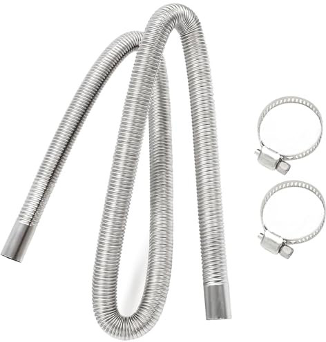 Suevut Tuyau d'échappement pour voiture, 100 cm, flexible, en acier inoxydable, avec 2 colliers de serrage, échappement voiture, tuyau d'échappement pour chauffage auxiliaire et diesel