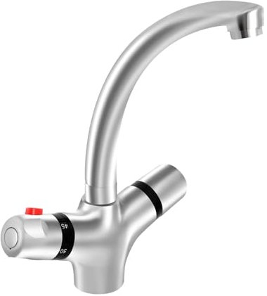 Robinet de lavabo avec thermostat, mitigeur de lavabo en acier inoxydable - Robinet de salle de bain - Robinet de cuisine - Mitigeur de lavabo - Contrôle de la température