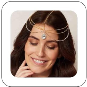 Kopf Kette, Kopfschmuck, Quasten, Braut-Kopfschmuck, Stirnband, Festival-Haarschmuck für Damen und Mädchen, Haarband Schmuck, Quaste Festival Kopfkette Böhmisches für Frauen und Mädchen (Gold)