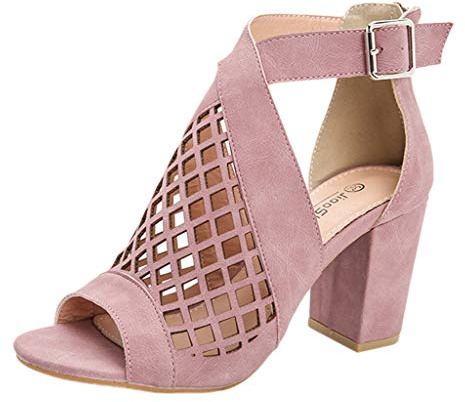 High Heels Shoes for Women Summer Peep Toe Block Heel Sandals Ladies Ankle Boots Hollow Zipper Fashion