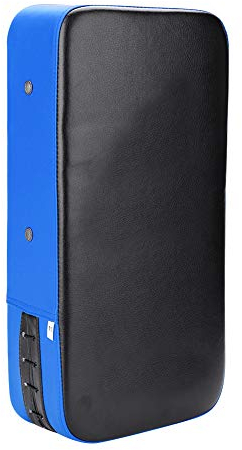 Dioche PU Leder Schlagpolster,verdicktes Sanda-Boxtrainings-Beinziel Training Thai Pad Kick Fokus,ausgestattet mit einem hochelastischen Kompressionsgürtel (Blau)