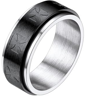 Richsteel Anillo para La Ansiedad Cruces Banda Giratoria Anillo Paz Alivio Estres Spinner Fidget Ring, Negro