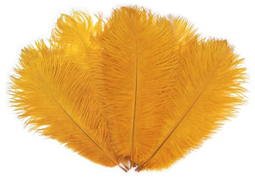 LONDGEN 20pcs Natural Ostrich Feathers 10-12 inch(25-30cm) Plume for Wedding Decoration Easter Bonnets Costume Customization and Halloween Party Carnival (Gold)
