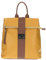 Made in Italy XL Damen Leder Roll Top Rucksack Cityrucksack Shopper Handtasche Schultertasche Ledertasche Freizeitrucksack Tasche Senfgelb-Braun