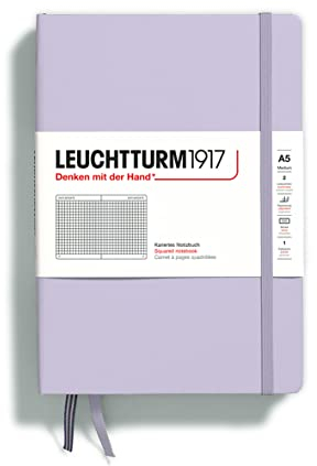LEUCHTTURM1917 365483 Notizbuch Medium (A5), Hardcover, 251 nummerierte Seiten, Lilac, kariert