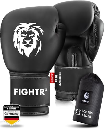 FIGHTR® Pro Boxing Gloves Made of Genuine Leather | Men and Women | for Boxing, MMA, Muay Thai, Kickboxing & Martial Arts 10 12 14 16 oz | incl. Carrying Bag