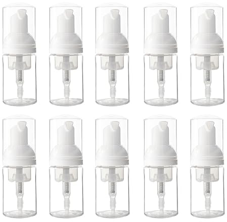 30 ml skumpumpflaska, påfyllningsbar, klar plast, skum, mousse pumpdispenser flaska för rengöring, resor, kosmetisk förpackning (10 st, transparent