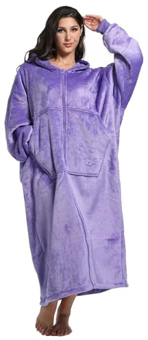 FUSSEDA Oversized Wearable Blanket Sweatshirt,Super Thick Warm Fleece Sherpa Cozy Blanket Hoodie with Pockets&Sleeves for Adult Kids