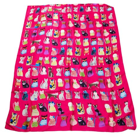 Toocool Halstuch Satin Unisex Stola Schal Licht Elegant Katzen HY-398XX, fuchsia, Einheitsgröße