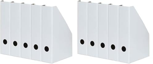 LANDRE - Raccoglitore formato A4, in cartone resistente, 7 cm di larghezza, 5 pezzi, colore: Bianco (Confezione da 2)