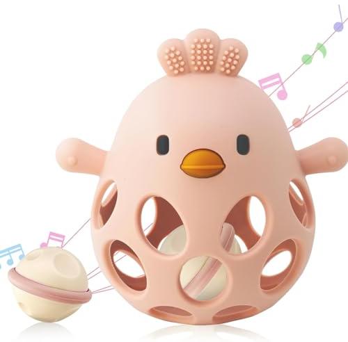 Venditer Juguetes Montessori Bebes 0-3-6-12 Meses Educativos, Juguete de pelota para bebé, Juguetes Bebes 1 año, Juguetes Sensoriales Bebe Sonajero Regalo rosa