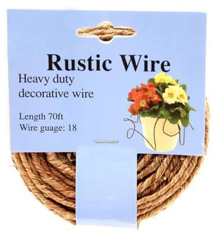 1Buy UK Wire Roll of 21m Green Brown Natural Rustic Grapevine Wire Floral Floristry Crafts Weddings Flower Stems Arrangements Design Gift (Natural)