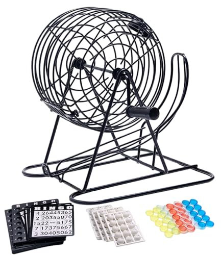Nuhjytgf Set deluxe per bingo, gabbia con ruote per bingo, giochi di gruppo, ampia applicabilità, design intuitivo, 20 x 21 x 21 cm, per eventi sul posto di lavoro o scolastici, attività di grandi