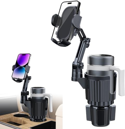 Soporte para bebidas para coche, rotación de 360°, soporte para bebidas, base ajustable 2 en 1, soporte para vasos para coche, soporte para botellas de coche, soporte para tazas (negro)