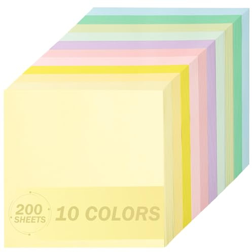 Papier origami pastel 15×15cm 10 coloris 200 feuilles 80gsm recto verso | Uncle Paul Papier pliable tons macaron 6×6 pour arts DIY, créations douces pour enfants et adultes UAP38MX2