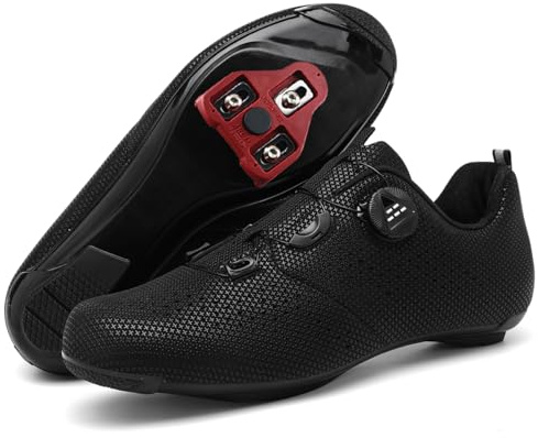 TvzsiY Scarpe da Ciclismo da Uomo Scarpe da Bicicletta da Atletica Strada Professionale Compatibili con Peloton &Look Arc Delta,Nero,40 EU
