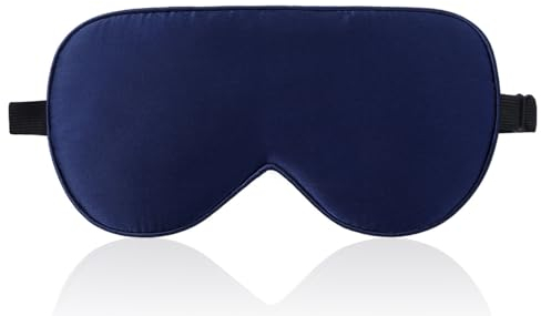 LaCourse 100% Maschera per dormire in seta biologica, borsa da viaggio, Entrambi i lati in seta 19 momme regolabile, maschera per gli occhi blu
