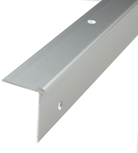 PROVISTON | Profilé de bord d'escalier | Largeur : 39 mm | Hauteur : 29 mm | Longueur : 1000 mm | Profilé d'angle | Profilé métallique | Aluminium anodisé | Argent | Percé | 1 pièce