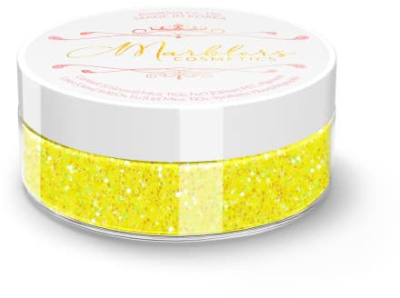 MARBLERS Cosmetic Grade Fine Holographic Glitter [Rainbow Yellow] 0.18oz (5g) | Non-Toxic | Vegan | Cruelty-Free | Eyeshadow, Nail Polish, Nail Art | Festival, Rave & Party Makeup | Body & Face
