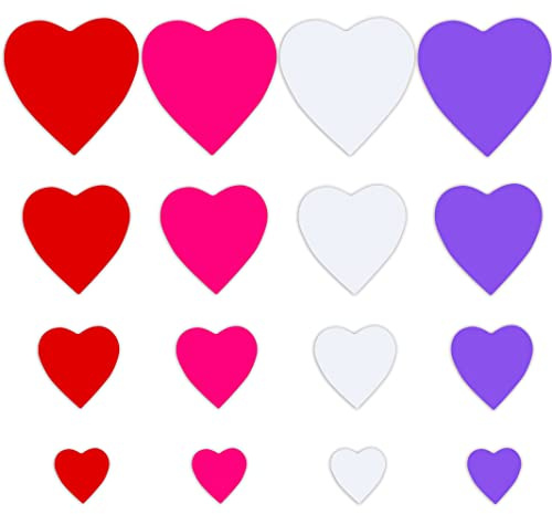 YIXAXKAO 120 Pieces Heart Cutouts Paper Hearts 4 Sizes Large Heart Paper Cut Outs for Valentine's Day Craft (Red, Pink, White, Purple)
