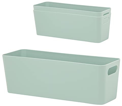 #11 3x Ordnungsbox - 10 cm hoch - GRÜN - für Flaschenregaleinsatz Würfelregal - 30x10x10cm - 2 Liter - Ordnungskorb - Organizerbox - Ordnungssystem Kunststoff - Aufbewahrung