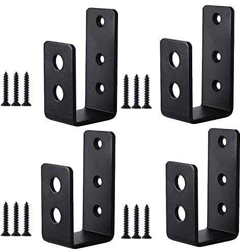 4 Stück U Winkel Halterung Metall,U günstige Unterstützung für eine offene Bar für verstärkte Türschlösser Halterungen mit Schraube für Scheune, Schuppen, Garage