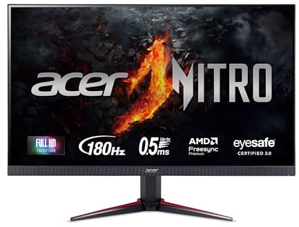 Acer Nitro 23.8 Full HD 1920 x 1080 PC Gaming IPS Monitor | AMD FreeSync Premium | 180Hz Refresh | Up to 0.5ms | HDR10 Support | 99% sRGB | 1 x Display Port 1.2 & 2 x HDMI 2.0 | VG240Y M3biip