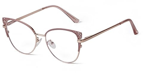 ADEWU Occhiali Blu Che Bloccano la Luce Occhiali da Gatta Donna Moda Cerniere a Molla Occhiali da Vista Retrò Montatura in Metallo