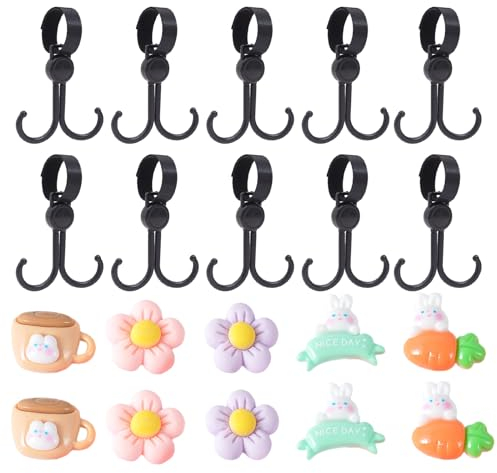 Kinderwagen haken, 10 Stück Universal-Kinderwagenhaken Für Wickeltasche am Kinderwagen, Rollstuhl, Einkaufswagen am Kinderwagen, Fahrrad, Rucksack, Handtasche