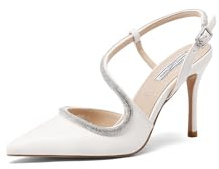 QUEEN HELENA Décolleté a Fascia Incrociata con Strass Scarpe a Punta Chiusa Eleganti Donna K3292 (Bianco, Sistema Taglie Calzature EU, Adulto, Donna, Numero, Media, 38)