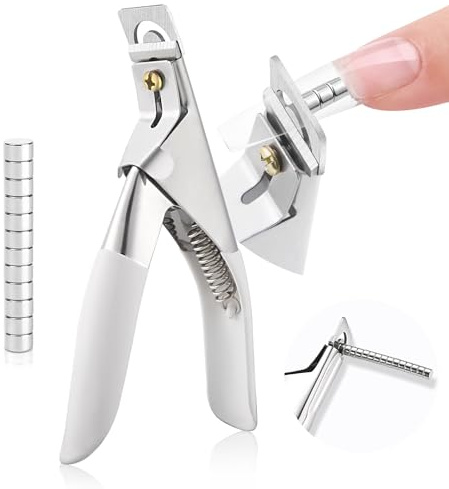 Saviland Coupe-ongles en Acier Inoxydable, Guillotine Capsule Ongle avec 15 Mesure Aimants, Coupe Ongle Professionnel pour Faux Ongles Capsules, Pince Ongle pour Ongles Acryliques (Blanc)