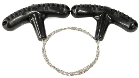 yuwqqoajv Sierra de cuerda de alambre de acero portátil, Flexible y resistente, para acampar al aire libre, senderismo, sierra de cadena, viaje de acero, negro, 70CM