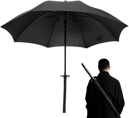 Samurai Regenschirm Kreatives japanisches Schwert Regenschirm für Cosplay 210t Katana Regenschirm mit Glasfaserrippen wasserdicht winddes Dach für Regen, 8 Rippe