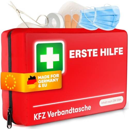 PURAHELP® Erste Hilfe Set Auto [DIN 13164] - Verbandstasche fürs PKW StVO Konform für 2025 - KFZ Verbandskasten & Sanikasten - Kompaktes Notfallset für Fahrzeuge - Auto Verbandsset nach aktueller Norm