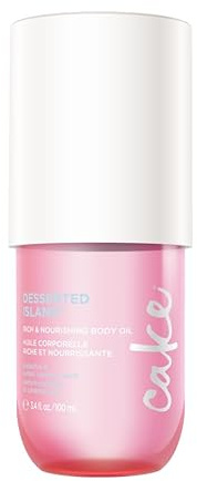 Cake Beauty Body Oil, Desserted Island - Rich & Nourishing Body Oil, Radiance Enhancing - Argan Oil, Aloe, Camelia Leaf Extract - For Dry Skin - 100 mL / 3.4 Fl Oz