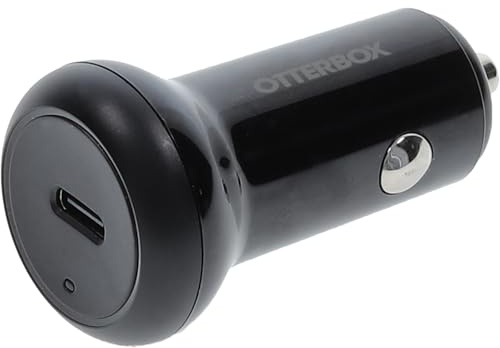 OtterBox Cargador de Coche USB-C 25W, Cargador de Carga Rápida para Smartphones y Tablets, Rugerizado, Ultra Duradero, Negro