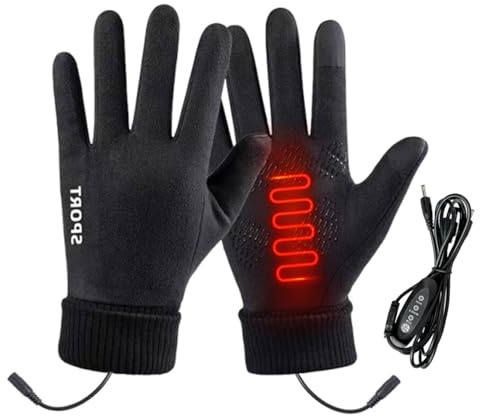 Penlimly Guantes Calefactables para Hombres, Guantes de Trabajo Calefactables con USB, Mitones Táctiles con Múltiples Ajustes de Temperatura para Nieve Acampada Trabajo Exterior Ciclismo Clima Frío