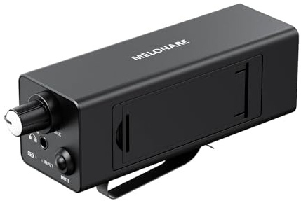 MELONARE Amplificador de monitor intraural portátil con cable, amplificador de auriculares con entradas XLR/TRS, modo mono/estéreo y control de silencio con un solo toque, amplificador IEM personal
