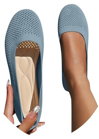 Scarpe Da Ballo Donna, Ballerine Donna Eleganti, Ballerina Pantofole Chiuse Comode Scarpe Con Tacco Basse Da Ballo Mary Jane Sneakers Mocassini Da Camminata Casual Primavera Estate Grigio, 40